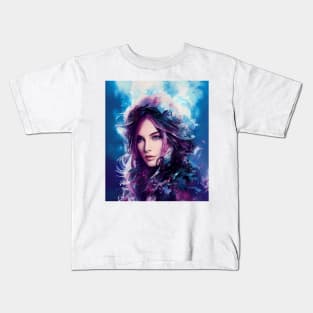 Vibrant Ice Beautiful Young Woman Color Smear Abstract Kids T-Shirt